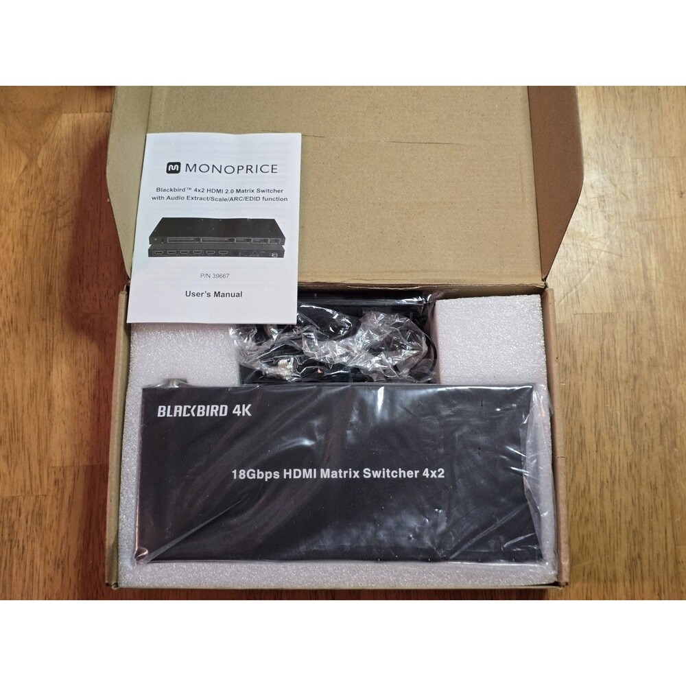 NOS Monoprice Blackbird 4K 4x2 HDMI Matrix Switcher 18Gbps HDR ARC 4K@60Hz...